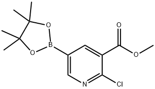 2-氯-5-(4,4,5,5-四甲基-1,3,2-二氧杂环戊硼烷-2-基)烟酸甲酯, 1622216-98-1, 结构式