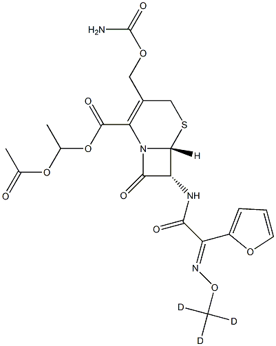 (6R,7R)-3-[[(AMinocarbonyl)oxy]Methyl]-7-[[(2E)-2-(2-furanyl)-2-[(Methoxy-d3)iMino]acetyl]aMino]-8-oxo-5-thia-1-azabicyclo[4.2.0]oct-2-ene-2-carboxylic Acid 1-(Acetyloxy)ethyl Ester
