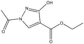 エチル 1-アセチル-3-ヒドロキシ-1H-ピラゾール-4-カルボキシラート 化学構造式