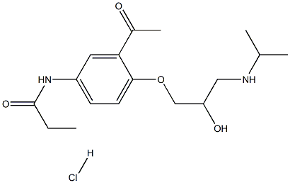 N-[3-Acetyl-4-[(2RS)-2-hydroxy-3-[(1-Methylethyl)aMino]-propoxy]phenyl]propanaMide Hydrochloride Structure