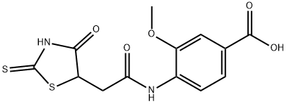 4-{[(2-mercapto-4-oxo-4,5-dihydro-1,3-thiazol-5-yl)acetyl]amino}-3-methoxybenzoic acid Structure