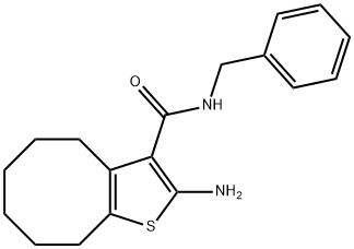 2-アミノ-N-ベンジル-4,5,6,7,8,9-ヘキサヒドロシクロオクタ[B]チオフェン-3-カルボキサミド 化学構造式