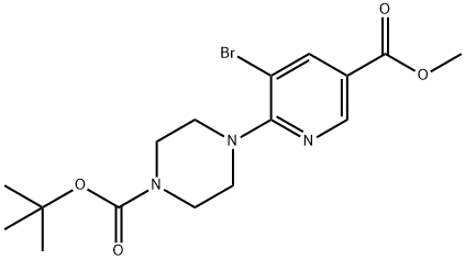 tert-Butyl 4-[3-bromo-5-(methoxycarbonyl)pyridin-2-yl]piperazine-1-carboxylate Structure