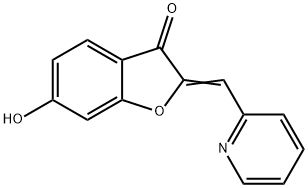 (2Z)-6-ヒドロキシ-2-(ピリジン-2-イルメチレン)-1-ベンゾフラン-3(2H)-オン 化学構造式
