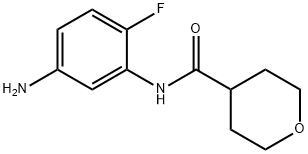 N-(5-アミノ-2-フルオロフェニル)テトラヒドロ-2H-ピラン-4-カルボキサミド 化学構造式