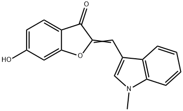 (2Z)-6-ヒドロキシ-2-[(1-メチル-1H-インドール-3-イル)メチレン]-1-ベンゾフラン-3(2H)-オン 化学構造式