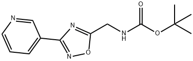 5-(tert-Butyloxycarbonyamino)methyl-3-pyridin-3-yl-[1,2,4]oxadiazole Struktur
