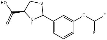 (4S)-2-[3-(ジフルオロメトキシ)フェニル]-1,3-チアゾリジン-4-カルボン酸 化学構造式