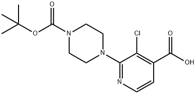 2-[4-(TERT-ブチルトキシカルボニル)ピペラジノ]-3-クロロイソニコチン酸 化学構造式