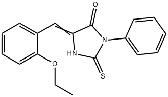 (5E)-5-(2-エトキシベンジリデン)-2-メルカプト-3-フェニル-3,5-ジヒドロ-4H-イミダゾール-4-オン 化学構造式