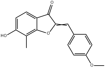 (2Z)-6-ヒドロキシ-2-(4-メトキシベンジリデン)-7-メチル-1-ベンゾフラン-3(2H)-オン 化学構造式