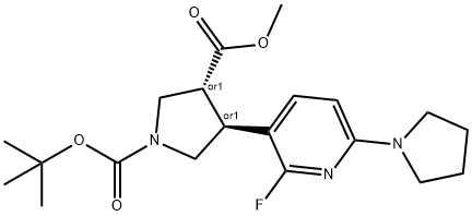 (trans Racemic)-1-tert-butyl 3-methyl 4-(2-fluoro-6-(pyrrolidin-1-yl)pyridin-3-yl)pyrrolidine-1,3-di|