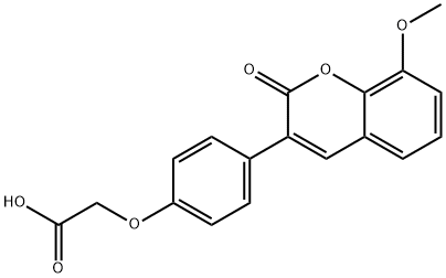 [4-(8-メトキシ-2-オキソ-2H-クロメン-3-イル)フェノキシ]酢酸 化学構造式