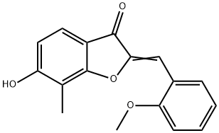 (2Z)-6-ヒドロキシ-2-(2-メトキシベンジリデン)-7-メチル-1-ベンゾフラン-3(2H)-オン 化学構造式