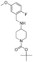 tert-Butyl 4-[(2-fluoro-5-methoxybenzyl)amino]piperidine-1-carboxylate, 1-(tert-Butoxycarbonyl)-4-[(2-fluoro-5-methoxybenzyl)amino]piperidine, 3-({[1-(tert-Butoxycarbonyl)piperidin-4-yl]amino}methyl)-4-fluoroanisole Struktur