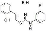 2-(3-フルオロフェニル)アミノ-4-(2-ヒドロキシフェニル)-1,3-チアゾール臭化水素酸塩 化学構造式