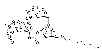 n-Octyl-2,4-O-diacetyl 3,6-Di-O-(2,3,4,6-O-tetraacetyl-α-D-mannopyranosyl)-β-D-mannopyranoside, , 结构式