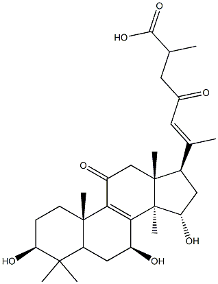 (20E)-3β,7β,15α-トリヒドロキシ-11,23-ジオキソ-5α-ラノスタ-8,20(22)-ジエン-26-酸 化学構造式