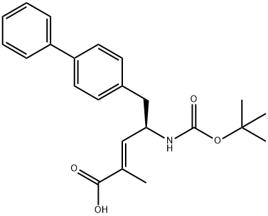 (R,E)-5-([1,1'-ビフェニル]-4-イル)-4-((TERT-ブチルトキシカルボニル)アミノ)-2-メチルペント-2-エン酸 化学構造式