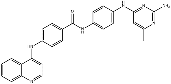 N-[4-[(2-アミノ-4-メチルピリミジン-6-イル)アミノ]フェニル]-4-(キノリン-4-イルアミノ)ベンズアミド 化学構造式