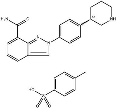 (3S)-3-[4-[7-(氨基羰基)-2H-吲唑-2-基]苯基]哌啶对甲苯磺酸盐, 1038915-73-9, 结构式