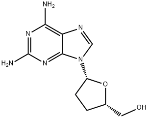 2,6-ジアミノ-9-(2,3-ジデオキシ-β-D-glycero-ペントフラノシル)-9H-プリン 化学構造式