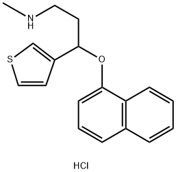 Duloxetine Related Compound F (10 mg) ((S)-N-Methyl-3-(naphthalen-1-yloxy)-3-(thiophen-3-yl)propan-1-amine hydrochloride) Structure