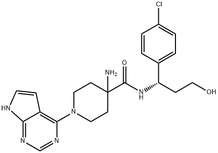4-氨基-N-[(1S)-1-(4-氯苯基)-3-羟基丙基]-1-(7H-吡咯并[2,3-D]嘧啶-4-基)-4-哌啶甲酰胺, 1143532-39-1, 结构式