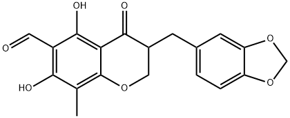 3-(1,3-Benzodioxol-5-ylmethyl)-3,4-dihydro-5,7-dihydroxy-8-methyl-4-oxo-2H-1-benzopyran-6-carboxaldehyde Structure