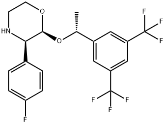 (2R,3S)-2-[(1S)-1-[3,5-双(三氟甲基)苯基]乙氧基]-3-(4-氟苯基)吗啉盐酸盐 结构式