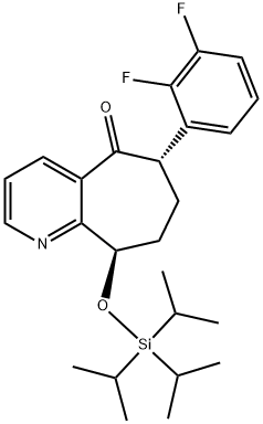 (6S,9R)-6-(2,3-二氟苯基)-6,7,8,9-四氢-9-[[三异丙基硅烷基]氧基]-5H-环庚三烯并[B]吡啶-5-酮, 1190363-46-2, 结构式