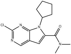 2-クロロ-7-シクロペンチル-N,N-ジメチル-7H-ピロロ[2,3-D]ピリミジン-6-カルボキサミド 化学構造式