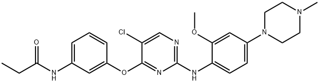 N-[3-[[5-クロロ-2-[[2-メトキシ-4-(4-メチル-1-ピペラジニル)フェニル]アミノ]-4-ピリミジニル]オキシ]フェニル]プロパンアミド