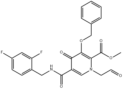 Methyl 5-[[[(2,4-difluorophenyl)methyl]amino]carbonyl]-1-(2-oxoethyl)-4-oxo-3-[(phenylmethyl)oxy]-1,4-dihydro-2-pyridinecarboxylate Structure