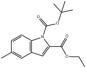 1-tert-butyl 2-ethyl 5-methyl-1H-indole-1,2-dicarboxylate Struktur