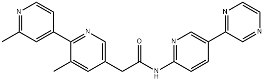 N-[5-(ピラジン-2-イル)-2-ピリジニル]-2-(2′,3-ジメチル-2,4′-ビピリジン-5-イル)アセトアミド 化学構造式