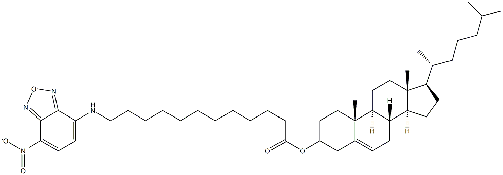 5-CHOLESTEN-3-OL 12-[(7-NITRO-2-1,3-BENZOXADIAZOL-4-YL)AMINO]DODECANOATE;NBD-12 CHOLESTEROL, 1246303-05-8, 结构式