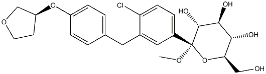 (2S,3R,4S,5S,6R)-2-(3-(4-((S)-tetrahydrofuran-3-yloxy)benzyl)-4-chlorophenyl)-tetrahydro-6-(hydroxyMethyl)-2-Methoxy-2H-pyran-3,4,5-triol Structure