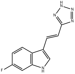 (E)-3-(2-(1H-テトラゾール-5-イル)ビニル)-6-フルオロ-1H-インドール 化学構造式