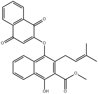 1-Hydroxy-3-(3-methyl-2-butenyl)-4-[(1,4-dihydro-1,4-dioxonaphthalen)-2-yl]naphthalene-2-carboxylic acid methyl ester Structure