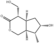 (4S)-ヘキサヒドロ-6α-ヒドロキシ-4α-(ヒドロキシメチル)-7α-メチルシクロペンタ[c]ピラン-3(4H)-オン 化学構造式