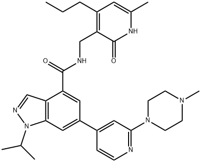 6-[2-(4-メチルピペラジン-1-イル)ピリジン-4-イル]-N-(1,2-ジヒドロ-2-オキソ-4-プロピル-6-メチルピリジン-3-イルメチル)-1-イソプロピル-1H-インダゾール-4-カルボアミド