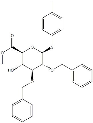 4-甲基苯基 2,3-二-O-苄基-1-硫代-BETA-D-吡喃葡糖苷酸甲酯, 1352561-81-9, 结构式