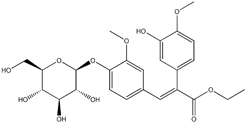 (E)-2-(3-羟基-4-甲氧基苯基)乙基 4-[3-(4-羟基-3-甲氧基苯基)-2-丙烯酸] BETA-D-葡萄糖苷 结构式