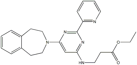3-[[2-(2-ピリジル)-6-(1,2,4,5-テトラヒドロ-3H-3-ベンゾアゼピン-3-イル)-4-ピリミジニル]アミノ]プロピオン酸エチル 化学構造式