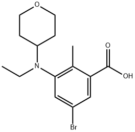 Benzoic acid, 5-broMo-3-[ethyl(tetrahydro-2H-pyran-4-yl)aMino]-2-Methyl- Structure