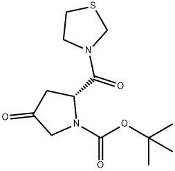 1-Pyrrolidinecarboxylic acid, 4-oxo-2-(3-thiazolidinylcarbonyl)-, 1,1-diMethylethyl ester, (2R)- Structure
