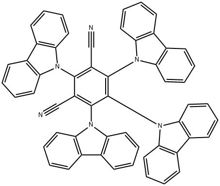 1,2,3,5-テトラキス(カルバゾール-9-イル)-4,6-ジシアノベンゼン 化学構造式