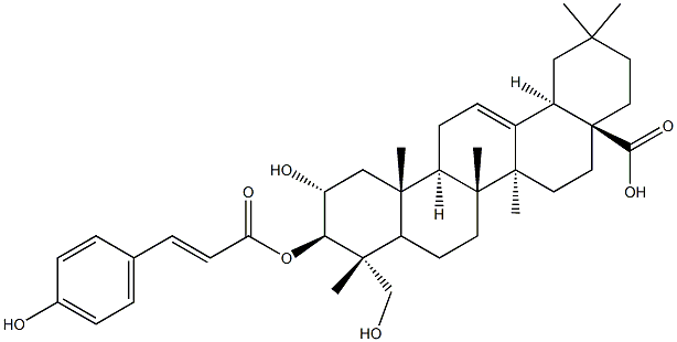 (2ALPHA,3BETA,4ALPHA)-2,23-二羟基-3-[[(2E)-3-(4-羟基苯基)-1-氧代-2-丙烯-1-基]氧基]-齐墩果-12-烯-28-酸 结构式
