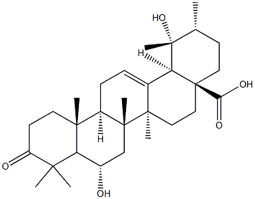 6,19-二羟基乌苏-12-烯-3-氧代-28-酸, 194027-11-7, 结构式